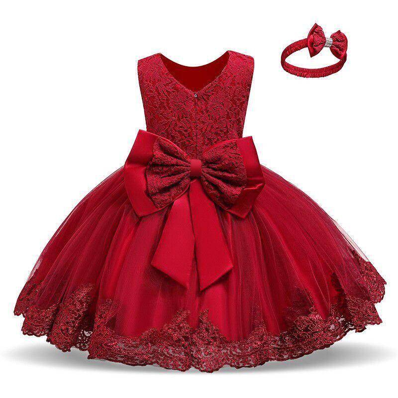 Baby Mädchen Kostüm Kleinkind Kinder Hochzeit und Geburtstag Party Kinder Spitze Prinzessin Kleid 120cm rot von Joom DACH