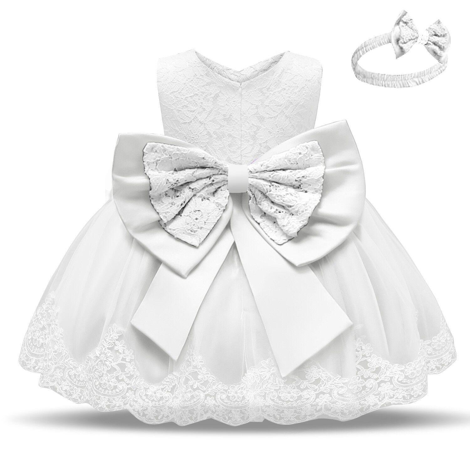 Baby Mädchen Kostüm Kleinkind Kinder Hochzeit und Geburtstag Party Kinder Spitze Prinzessin Kleid 120cm weiß von Joom DACH