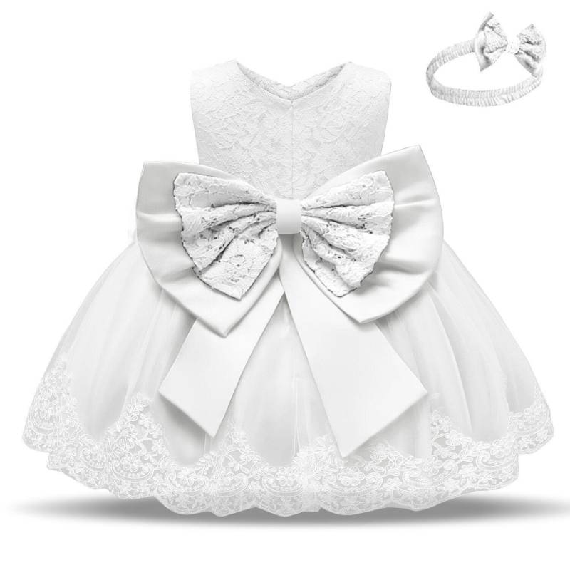 Baby Mädchen Kostüm Kleinkind Kinder Hochzeit und Geburtstag Party Kinder Spitze Prinzessin Kleid 90cm weiß von Joom DACH