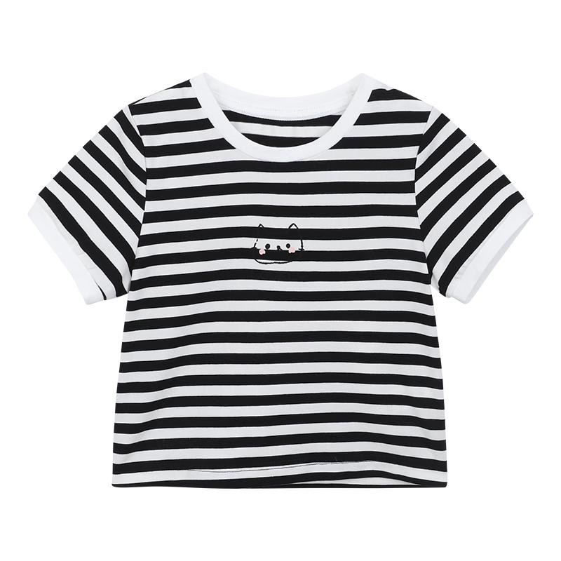 Baby Mädchen Kurzarm T-Shirt Sommer Neu Kinder Bedrucktes Jelly T Eis Porzellan Baumwolle Cooles Top 130cm von Joom DACH