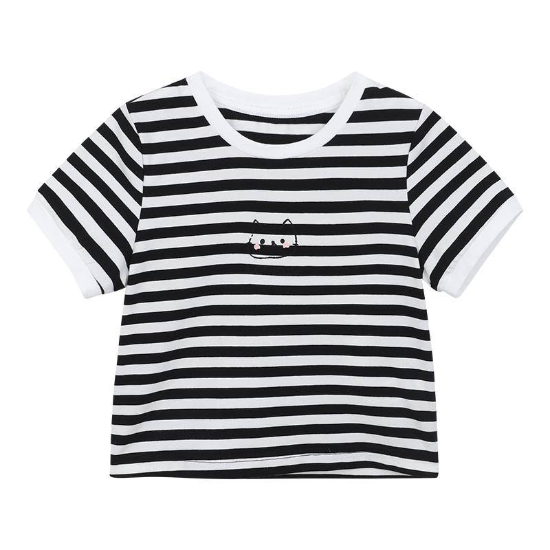 Baby Mädchen Kurzarm T-Shirt Sommer Neu Kinder Bedrucktes Jelly T Eis Porzellan Baumwolle Cooles Top 130cm von Joom DACH