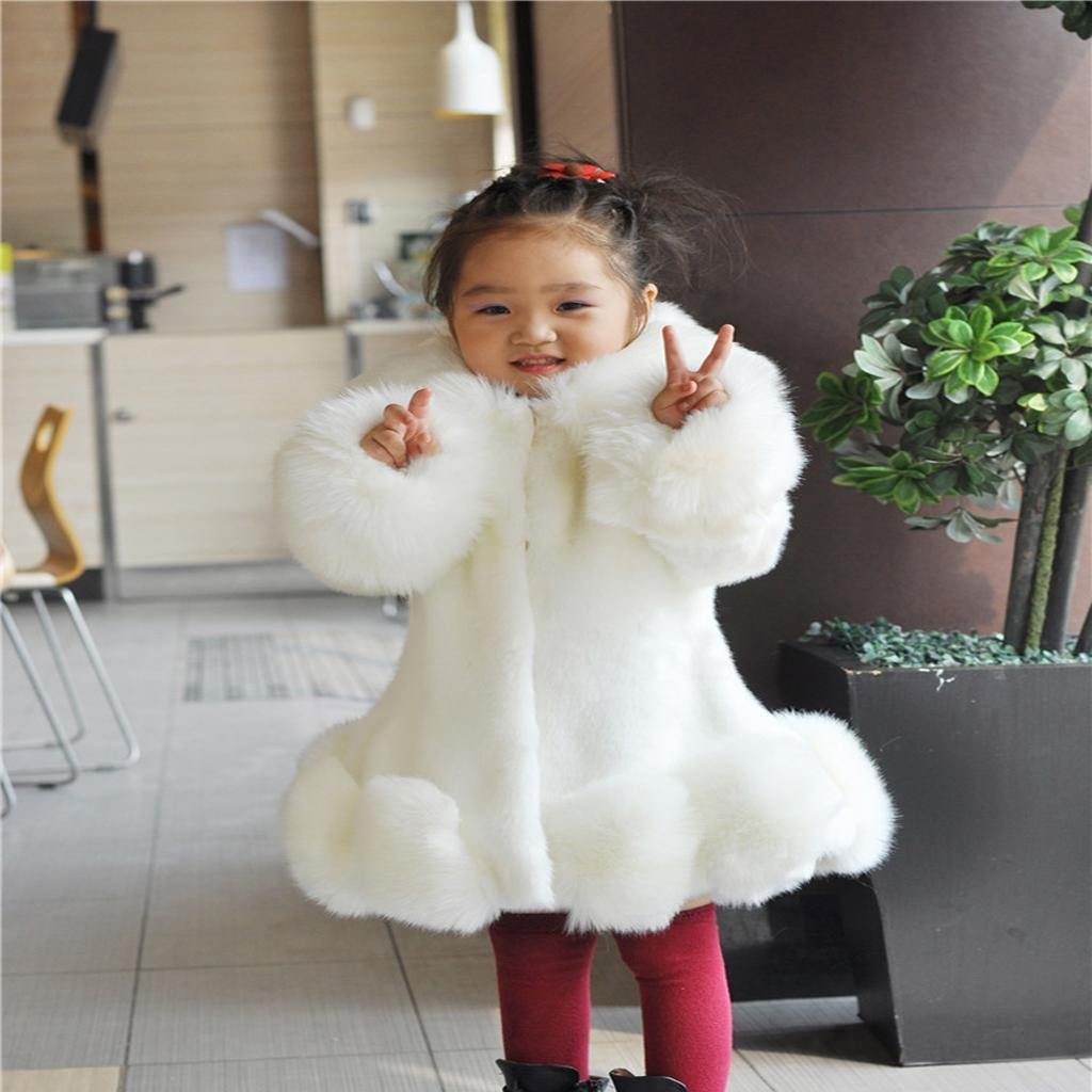 Baby Mädchen Langarm Winter Hochzeit Kunstpelz Marke Pelzmantel für Mädchen Formale Weiche Party Mantel Kinder Hochzeit Outwear 130cm weiß von Joom DACH