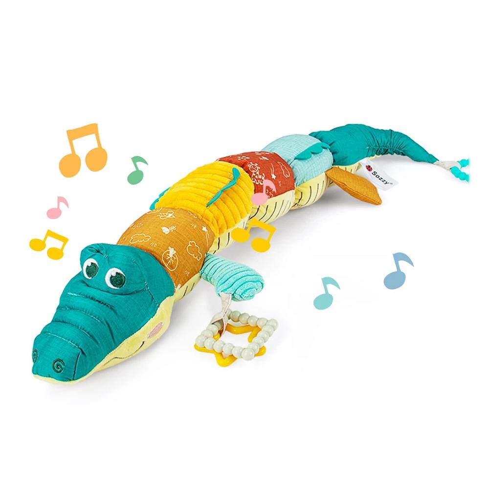 Baby-Musikalisches ausgestopftes Krokodil-Plüschtier, multisensorische Knisterrassel, Aktivitätsspielzeug, weiches Spielzeug für Mädchen, Neugeborene, Weihnachtsgeschenke von Joom DACH