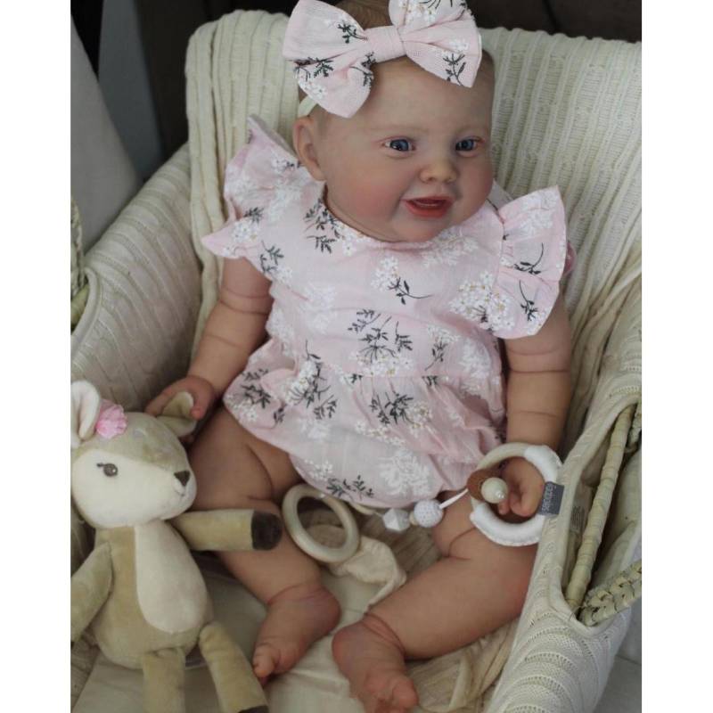 Baby-Reborn-Puppe, 3D-bemalte Haut mit Gefäßvene, 60 cm großes Spielzeug für Mädchen, echt wie eine Prinzessin, Kleinkind mit weichem Stoffkörper finished doll von Joom DACH
