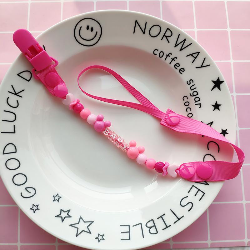 Baby Schnuller Clips Neugeborenen Perlen Anti-verloren Kette Spielzeug für Beißring Brustwarzen Zahnpflege 42cm von Joom DACH