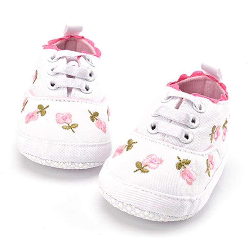 Baby-Schuhe für Mädchen, weiße Spitze, Blumenstickerei, weiche Schuhe, Prewalker-Walking-Schuhe für Kleinkinder 6-12m weiß von Joom DACH