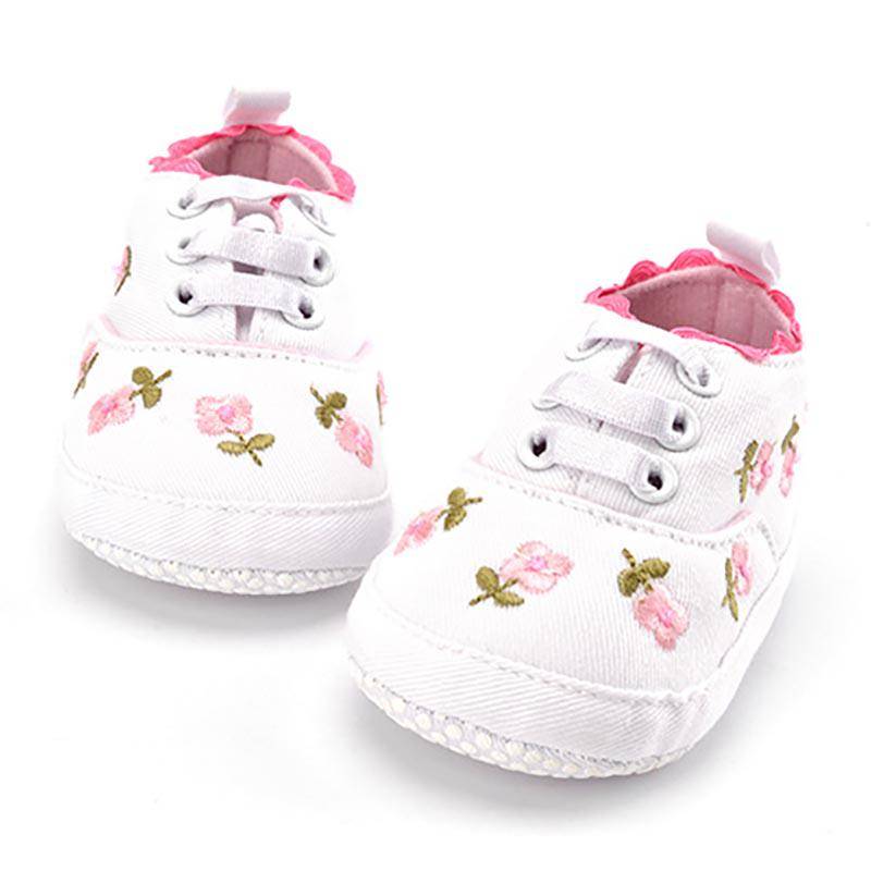 Baby-Schuhe für Mädchen, weiße Spitze, Blumenstickerei, weiche Schuhe, Prewalker-Walking-Schuhe für Kleinkinder 6-12m weiß von Joom DACH