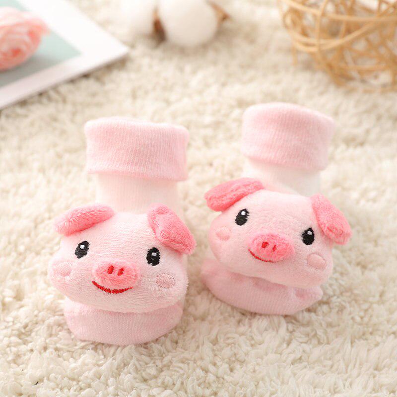 Baby Socken Boden rutschfeste Baumwolle Cartoon Socken mit Glöckchen Mädchen Jungen weiche Stiefel geeignet 0-12 Monate S rosa von Joom DACH