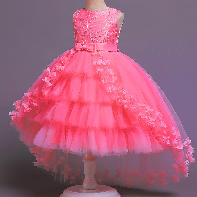 Baby-Spitzen-Prinzessin-Kleid für Mädchen, elegantes Geburtstagsparty-Schleppkleid, Weihnachtskleidung für Babys 120 wassermelone roten von Joom DACH