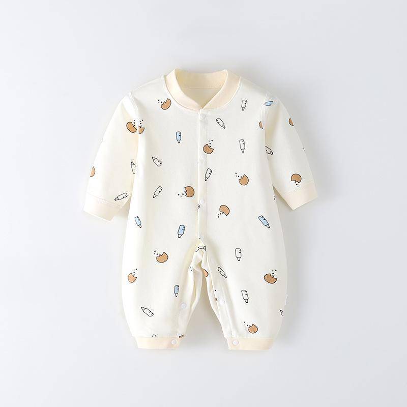 Baby-Strampler mit langen Ärmeln aus gekämmter Baumwolle für Neugeborene – Frühling & Herbst 59cm gelb von Joom DACH