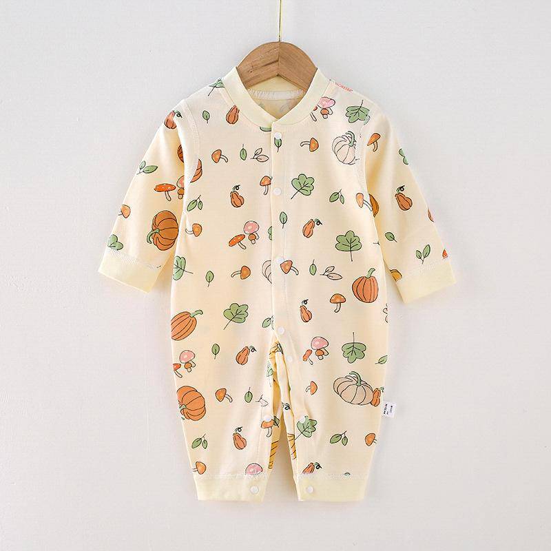 Baby-Strampler mit langen Ärmeln aus gekämmter Baumwolle für Neugeborene – Frühling & Herbst 59cm kürbis von Joom DACH