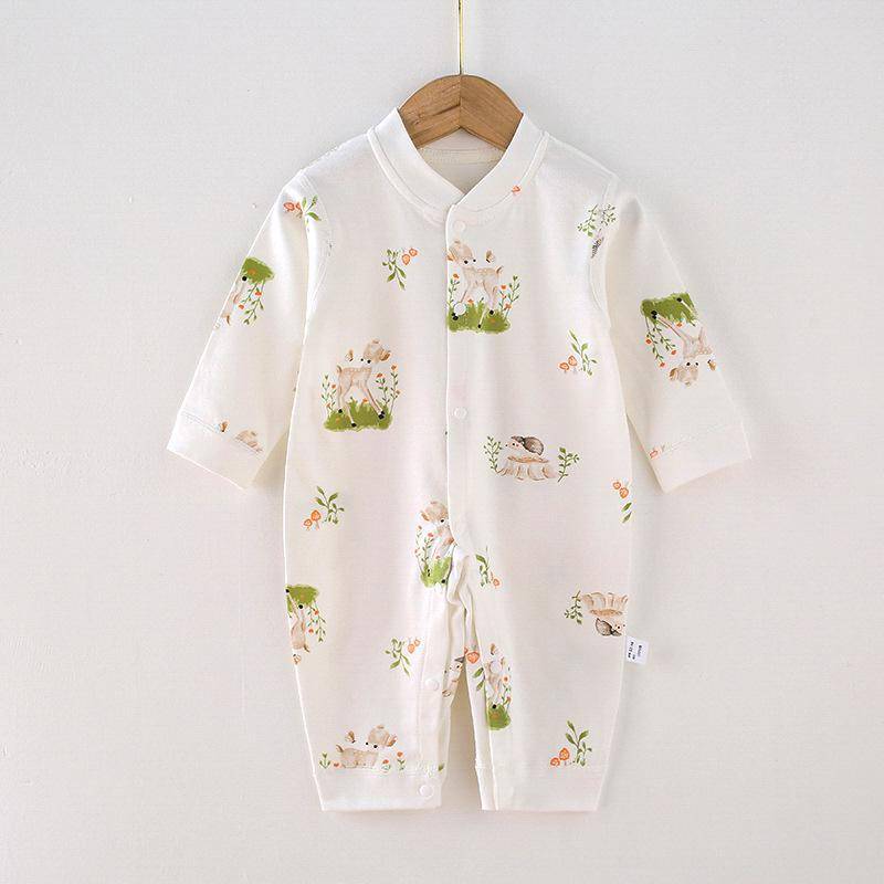 Baby-Strampler mit langen Ärmeln aus gekämmter Baumwolle für Neugeborene – Frühling & Herbst 66cm hellbraun von Joom DACH