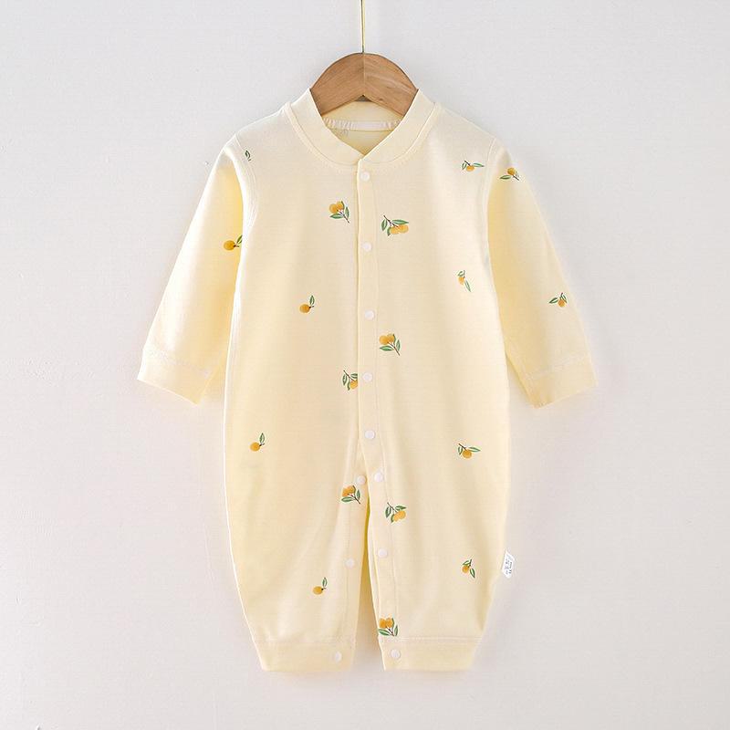 Baby-Strampler mit langen Ärmeln aus gekämmter Baumwolle für Neugeborene – Frühling & Herbst 73cm gelb von Joom DACH