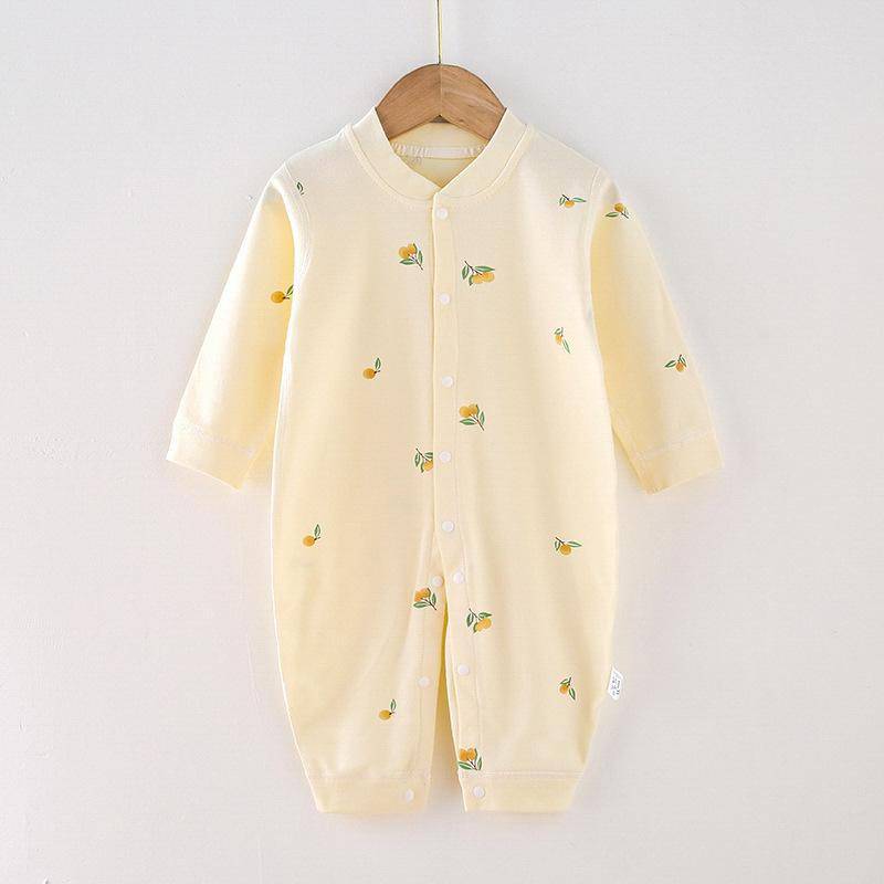Baby-Strampler mit langen Ärmeln aus gekämmter Baumwolle für Neugeborene – Frühling & Herbst 73cm gelb von Joom DACH