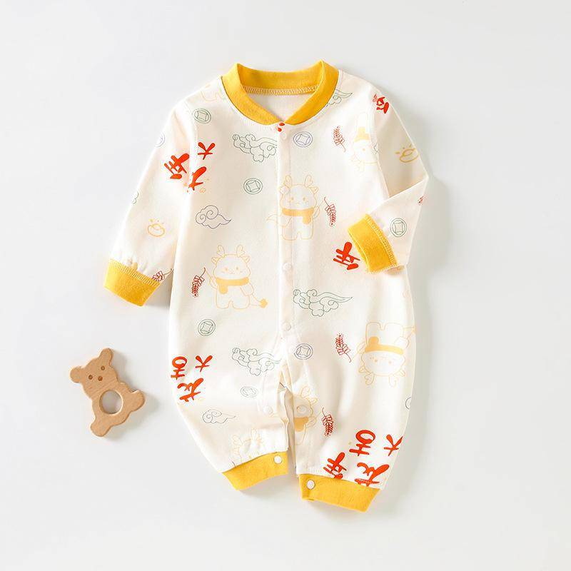 Baby-Strampler mit langen Ärmeln aus gekämmter Baumwolle für Neugeborene – Frühling & Herbst 80cm von Joom DACH