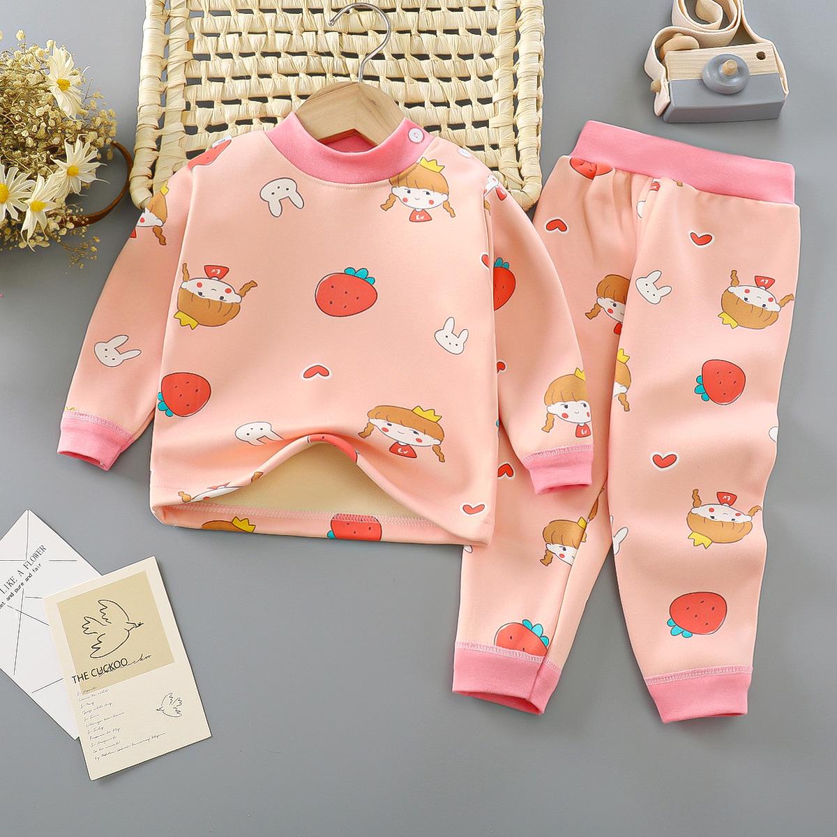 Baby Thermounterwäsche-Set: Plüschiger, dicker Pyjama für Jungen und Mädchen 100cm von Joom DACH