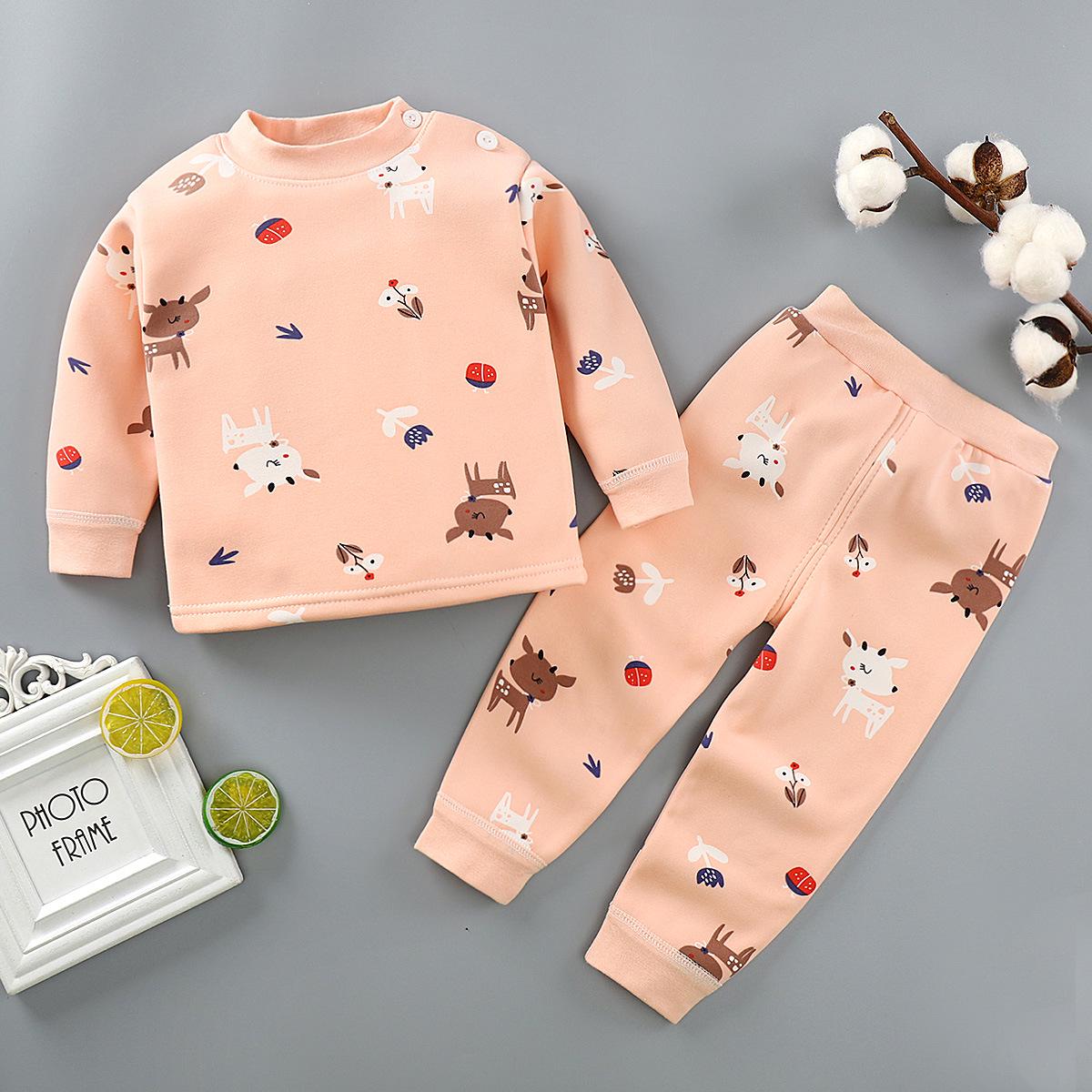 Baby Thermounterwäsche-Set: Plüschiger, dicker Pyjama für Jungen und Mädchen 110cm von Joom DACH