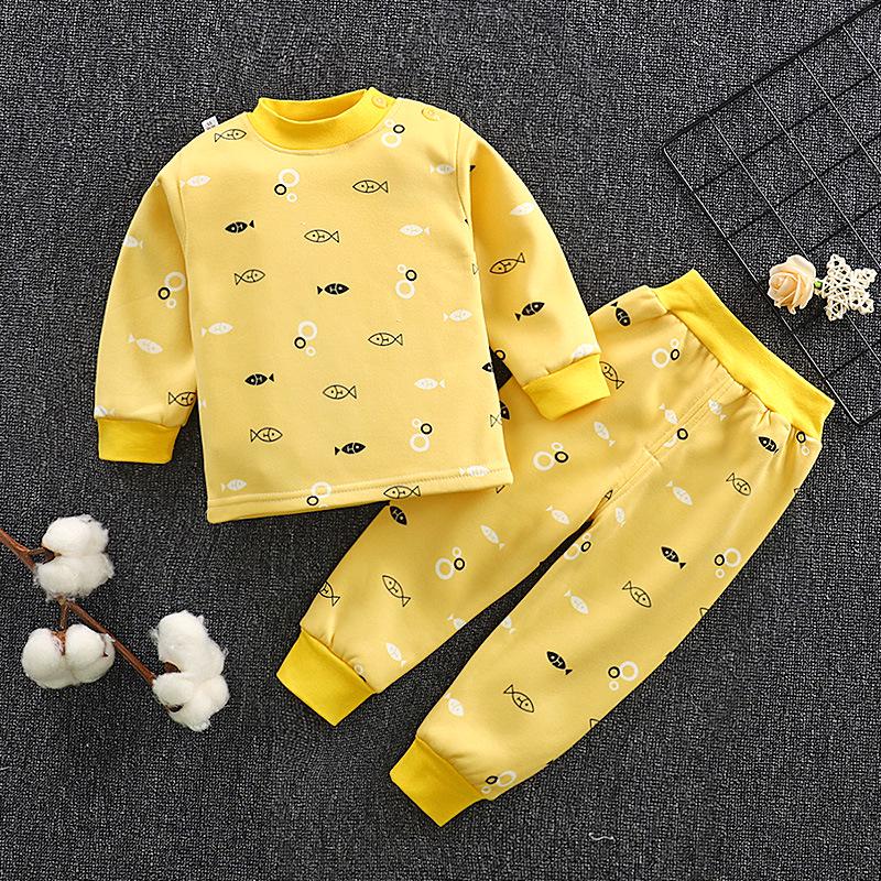 Baby Thermounterwäsche-Set: Plüschiger, dicker Pyjama für Jungen und Mädchen 120cm von Joom DACH