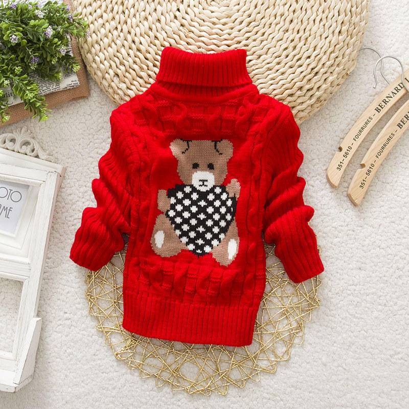 Baby Winter Kinder Kinder Cartoon Strickpullover Warme Oberbekleidung Pullover 110 rot von Joom DACH