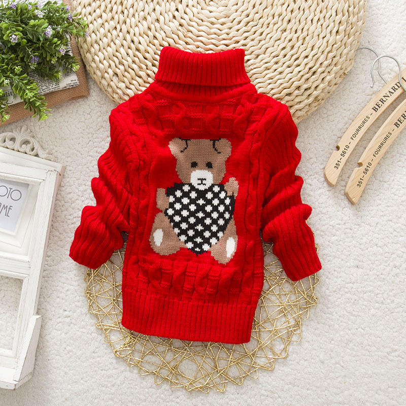 Baby Winter Kinder Kinder Cartoon Strickpullover Warme Oberbekleidung Pullover 120 rot von Joom DACH