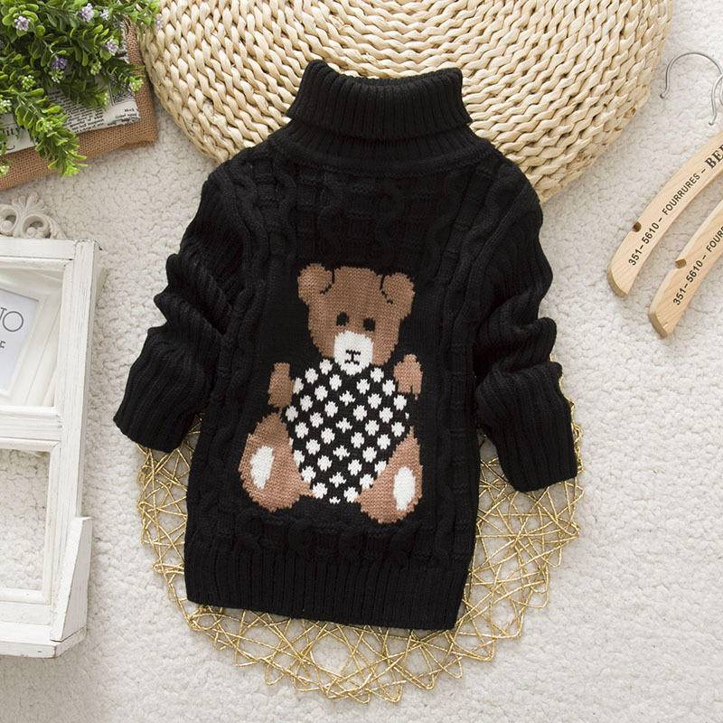 Baby Winter Kinder Kinder Cartoon Strickpullover Warme Oberbekleidung Pullover 90 schwarz von Joom DACH