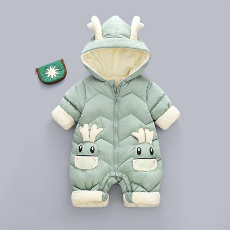 Baby Winter Schneeanzug Plus Samt Dicken Overall 0-2 Jahre Neugeborenen Strampler Mädchen Overalls Kleinkind Mantel 73cm grün von Joom DACH
