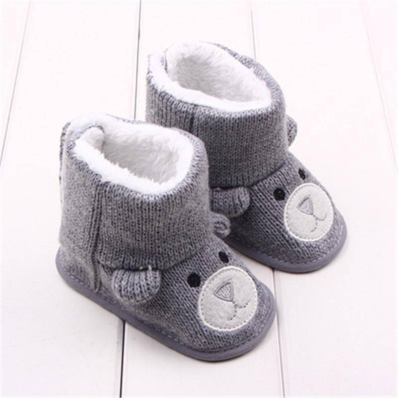 Baby Winterstiefel Säugling Kleinkind Neugeborene Cartoon Bär Schuhe Mädchen Jungen Warme Schneefeld Booties Stiefel 0-6m grau von Joom DACH