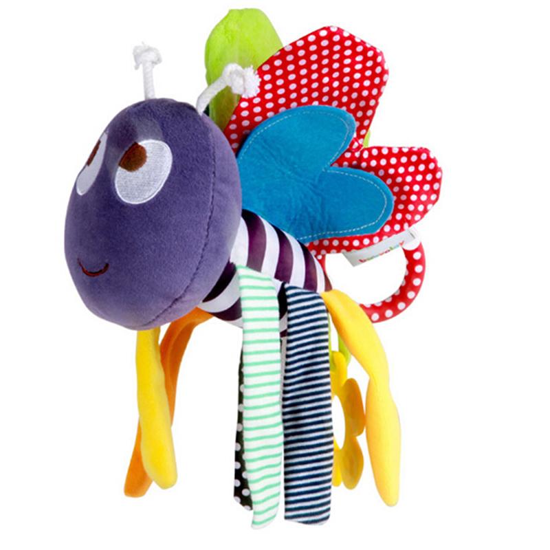 Baby plush toy bee crib bed hanging ring bell soft rattle early educational doll blau von Joom DACH