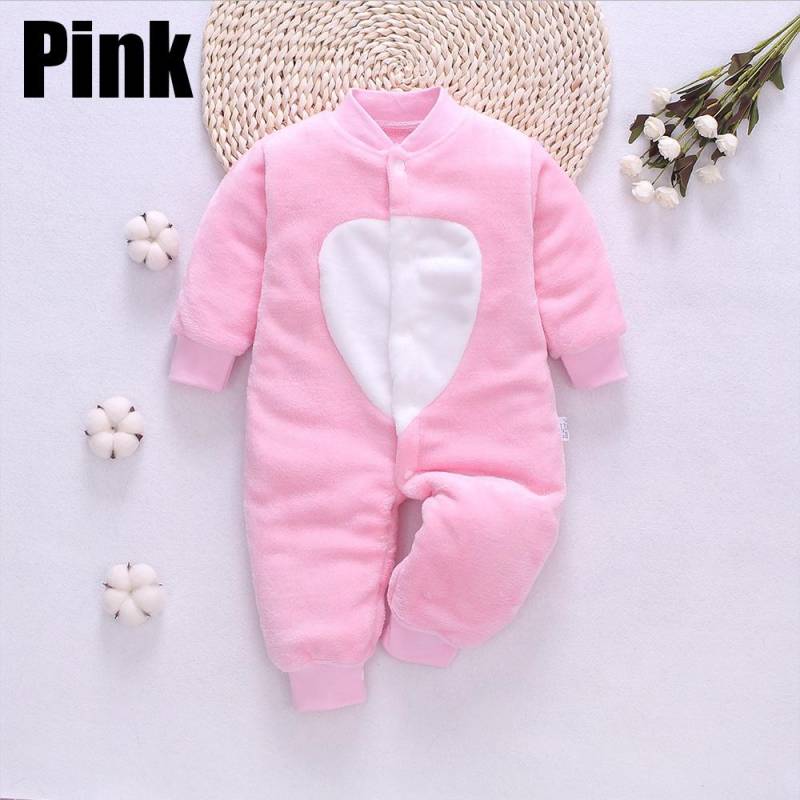 Babykleidung Kleidung Frühling, Herbst und Winter Verdickte Baby-Männer und Frauen Korallenflanell Warme einteilige Kleidung Pyjamas 59cm rosa von Joom DACH