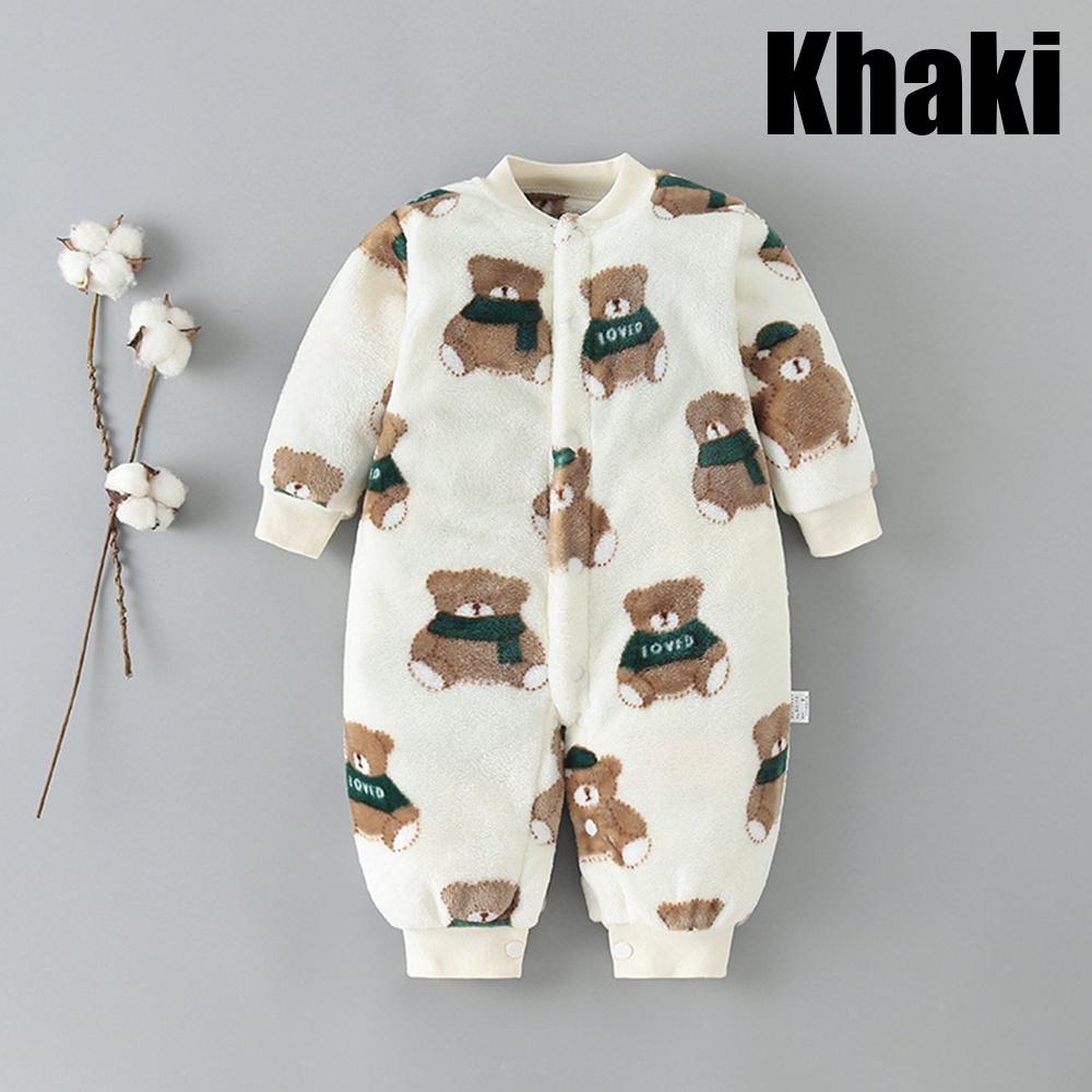 Babykleidung Kleidung Frühling, Herbst und Winter Verdickte Baby-Männer und Frauen Korallenflanell Warme einteilige Kleidung Pyjamas 73cm khaki von Joom DACH