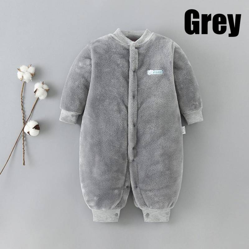 Babykleidung Kleidung Frühling, Herbst und Winter Verdickte Baby-Männer und Frauen Korallenflanell Warme einteilige Kleidung Pyjamas 90cm grau von Joom DACH