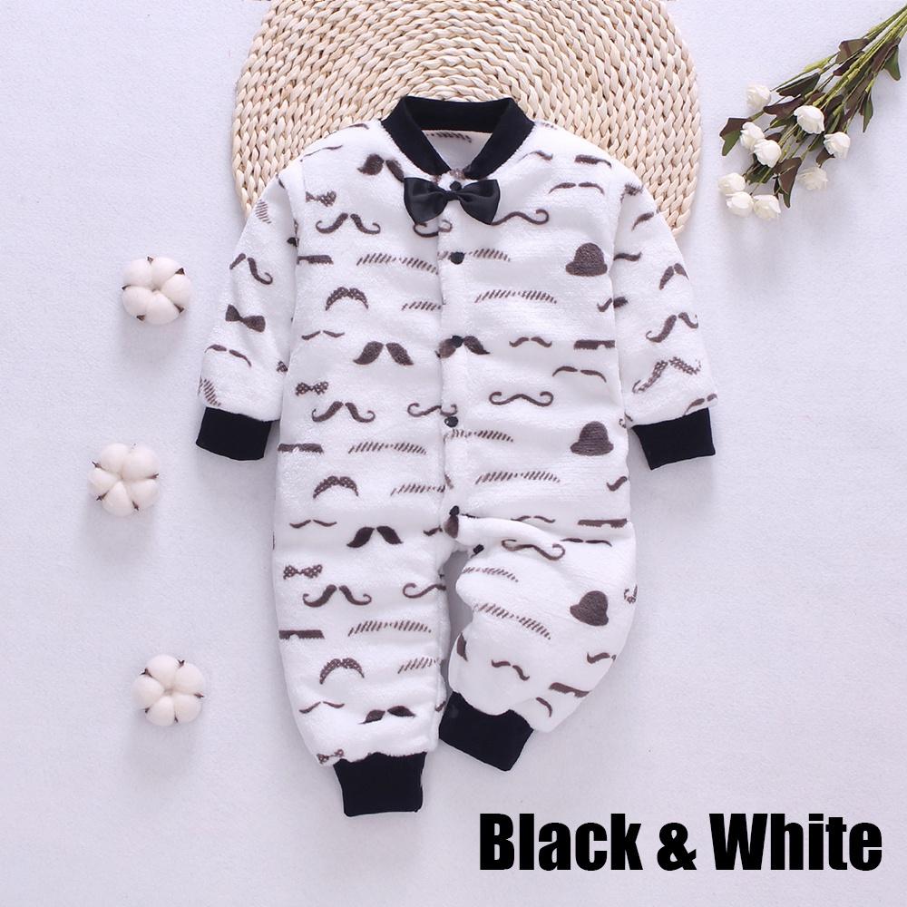 Babykleidung Kleidung Frühling, Herbst und Winter Verdickte Baby-Männer und Frauen Korallenflanell Warme einteilige Kleidung Pyjamas 90cm schwarz/weiß von Joom DACH