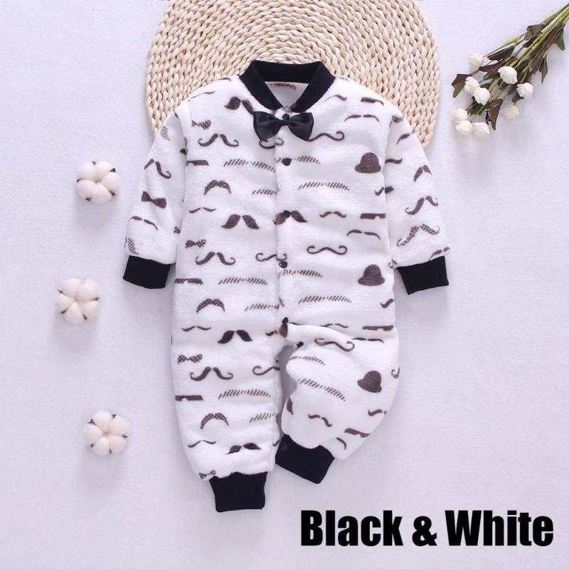Babykleidung Kleidung Frühling, Herbst und Winter Verdickte Baby-Männer und Frauen Korallenflanell Warme einteilige Kleidung Pyjamas 90cm schwarz/weiß von Joom DACH