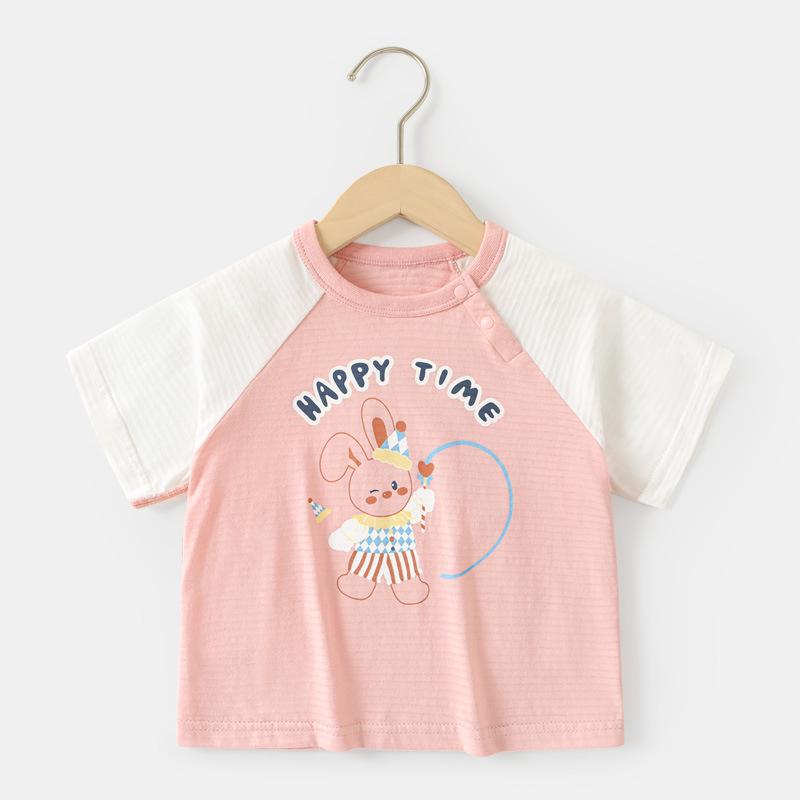 Babykleidung Lässige Kurzarm-T-Shirts Sommerkleidung Jungen Mädchen Baby Kinder Kinder Sommer Halbarm-Oberteile 120cm rosa von Joom DACH