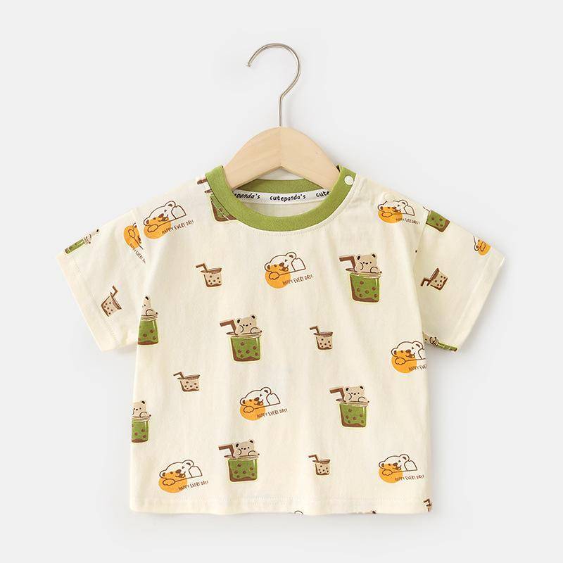 Babykleidung Lässige Kurzarm-T-Shirts Sommerkleidung Jungen Mädchen Baby Kinder Kinder Sommer Halbarm-Oberteile 120cm von Joom DACH