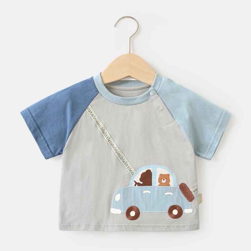 Babykleidung Lässige Kurzarm-T-Shirts Sommerkleidung Jungen Mädchen Baby Kinder Kinder Sommer Halbarm-Oberteile 120cm von Joom DACH