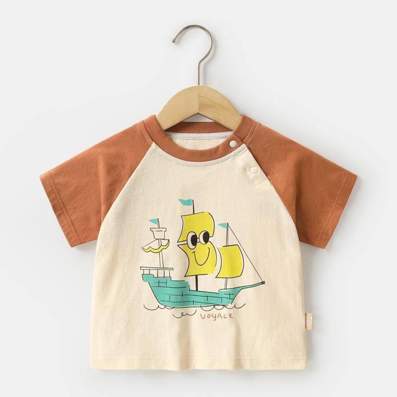 Babykleidung Lässige Kurzarm-T-Shirts Sommerkleidung Jungen Mädchen Baby Kinder Kinder Sommer Halbarm-Oberteile 120cm von Joom DACH