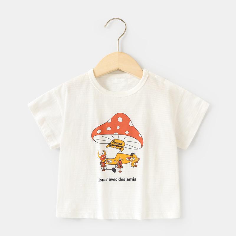Babykleidung Lässige Kurzarm-T-Shirts Sommerkleidung Jungen Mädchen Baby Kinder Kinder Sommer Halbarm-Oberteile 120cm von Joom DACH