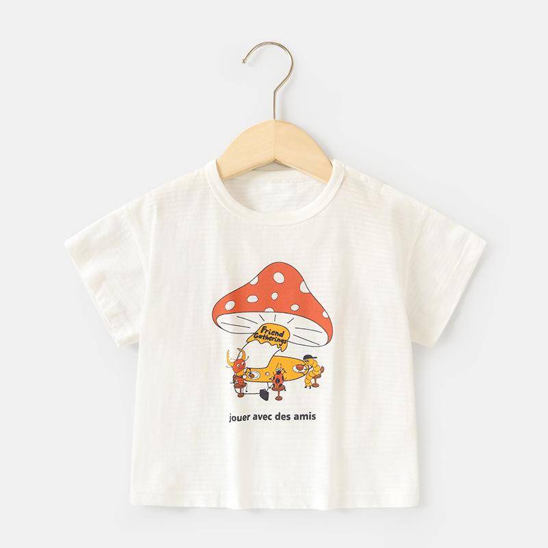 Babykleidung Lässige Kurzarm-T-Shirts Sommerkleidung Jungen Mädchen Baby Kinder Kinder Sommer Halbarm-Oberteile 120cm von Joom DACH