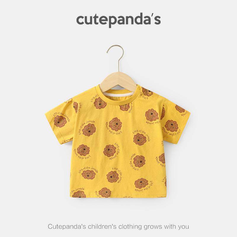 Babykleidung Lässiges Allover-Print Kurzarm-T-Shirt Sommerkleidung für Jungen und Mädchen Baby Kinder Sommer Halbarm-Oberteile 120cm von Joom DACH