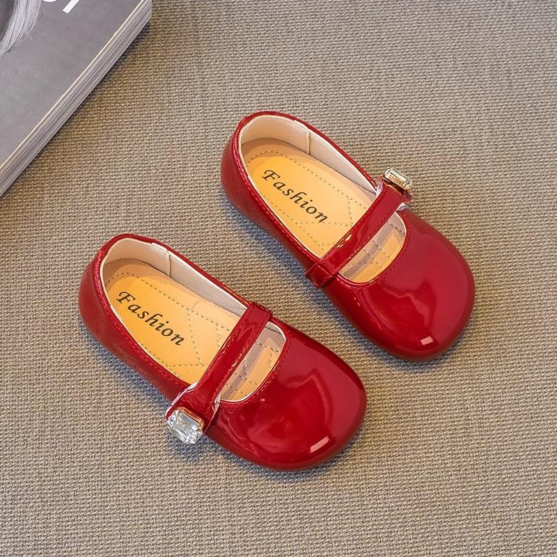 Babyschuhe Frühling und Herbst Einzelschuhe Kinder Prinzessin Schuhe Mädchen Schuhe Weiche Sohle Bean Schuhe Leistung Schwarze Lederschuhe Modisch 24 rot von Joom DACH