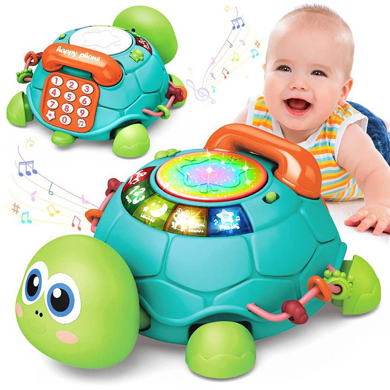 Babyspielzeug, 6–18 Monate, Musik-Schildkröte, Krabbeln, Licht, Ton, Musik-Spielzeug, Mädchen, Jungen, frühes Lernen, pädagogisches Spielzeug, Säuglings- und Kleinkindgeschenke von Joom DACH