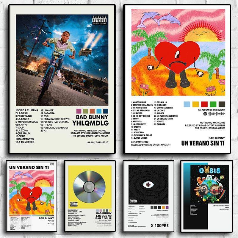 Bad Bunny Un Verano Sin Ti Tracklist Musik Album Hip Hop Malerei Wand Kunst Leinwand Poster Drucke Bild Wohnzimmer Hause decor 21x30cm No Frame von Joom DACH