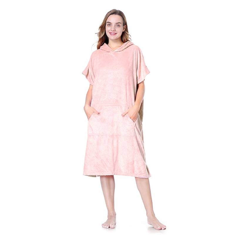 Bademantel Schwimmen Quick Dry Cape Fleece Robe Surfen Tauchen Mit Kapuze Badetuch Strand Poncho rosa von Joom DACH
