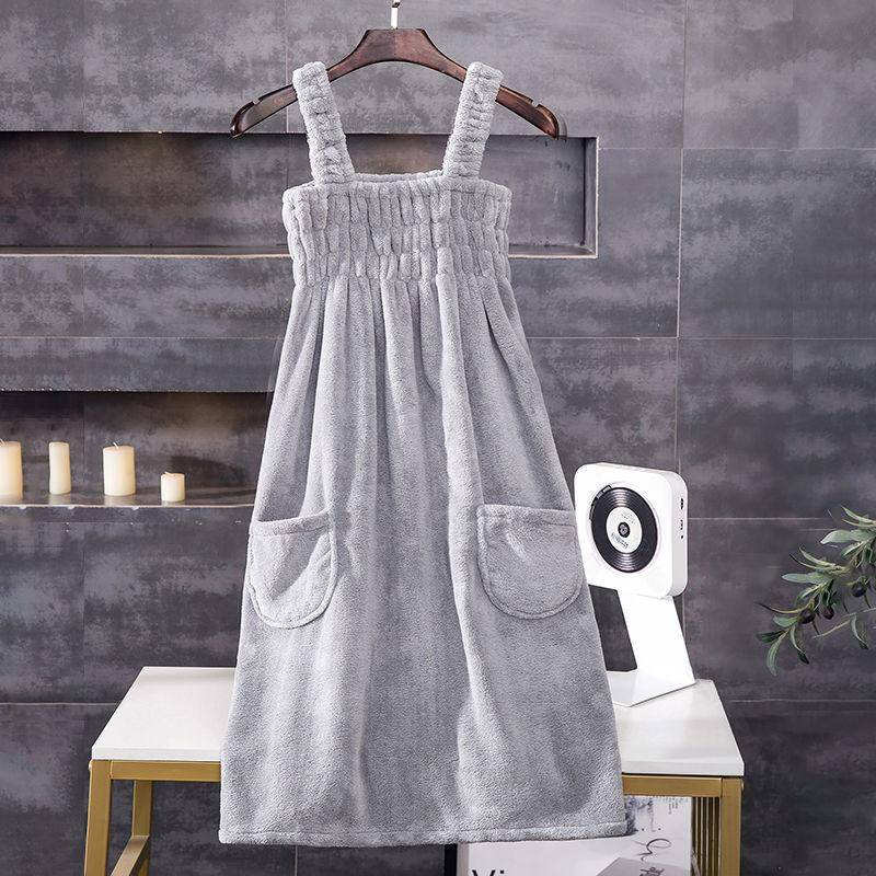 Badetuch Haushaltsfrauen Sommer Baumwolle saugfähig Bademantel Typ Erwachsener Baderock grau von Joom DACH