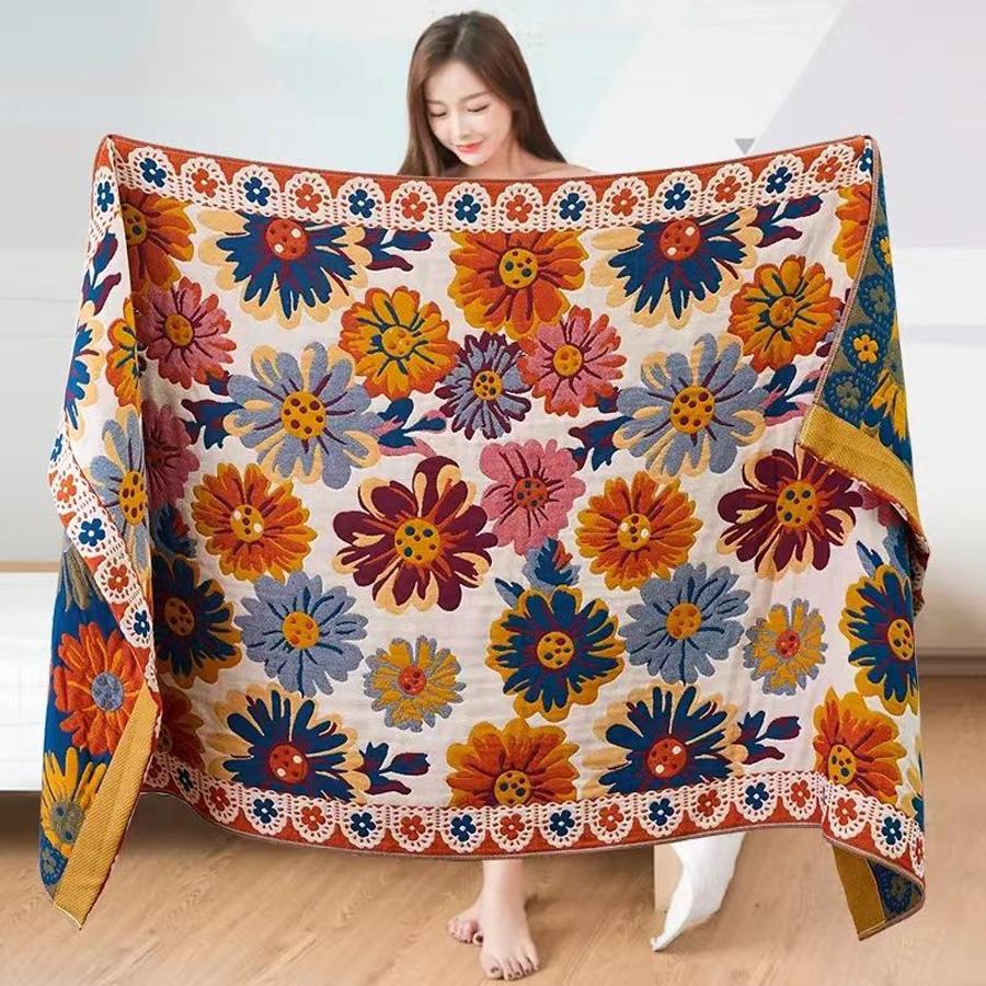 Badetuch Saugfähig Schnell Baumwollgarn Strandtuch, Jacquard Badetuch Weich Großes Tuch 80x160cm, Verschiedene Stile Blumendesign, 1 Stück von Joom DACH