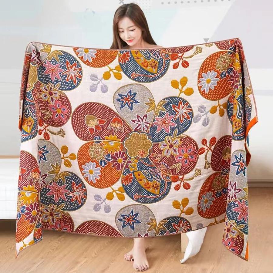 Badetuch Saugfähig Schnell Baumwollgarn Strandtuch, Jacquard Badetuch Weich Großes Tuch 80x160cm, Verschiedene Stile Blumendesign, 1 Stück von Joom DACH