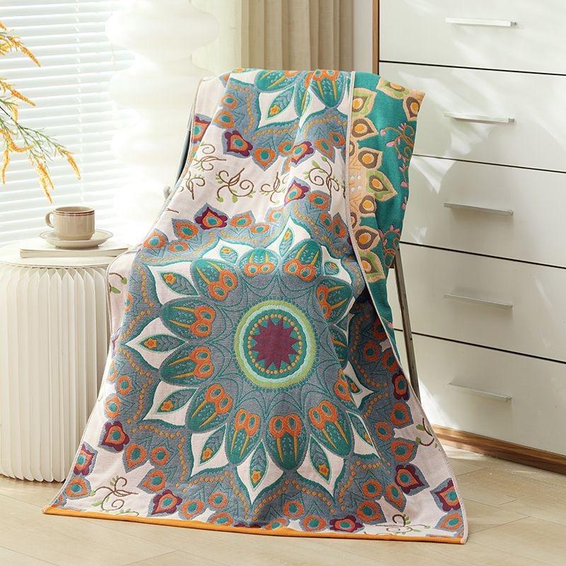 Badetuch Saugfähig Schnell Baumwollgarn Strandtuch, Jacquard Badetuch Weich Großes Tuch 80x160cm, Verschiedene Stile Blumendesign, 1 Stück von Joom DACH