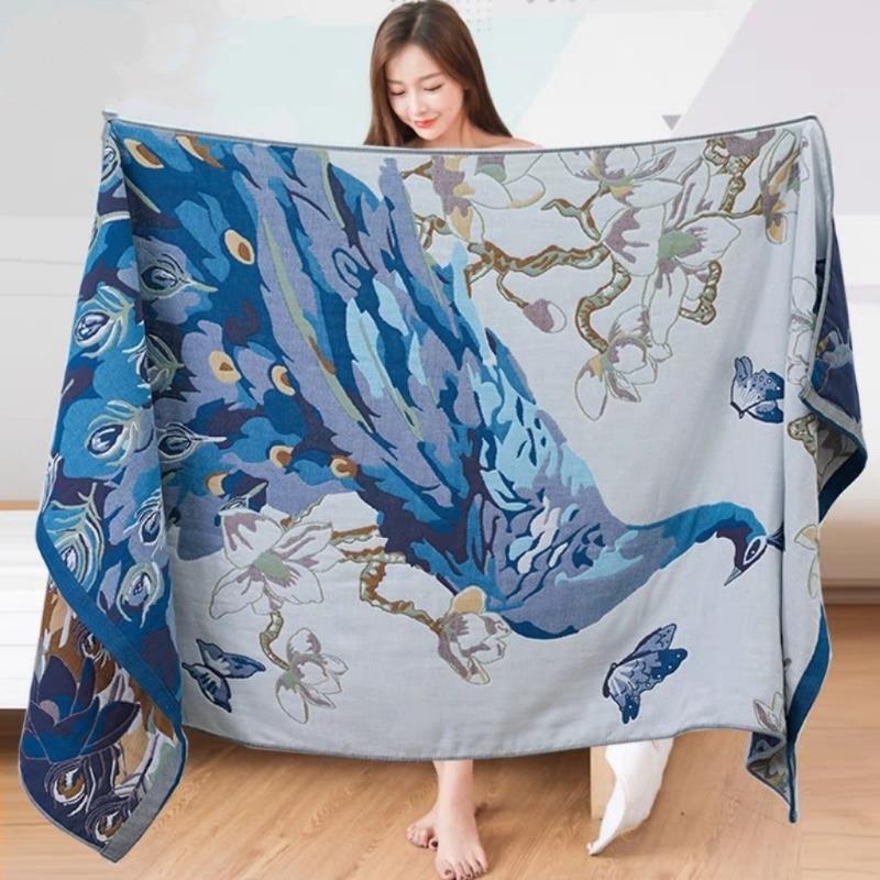 Badetuch Saugfähig Schnell Baumwollgarn Strandtuch, Jacquard Badetuch Weich Großes Tuch 80x160cm, Verschiedene Stile Blumendesign, 1 Stück von Joom DACH