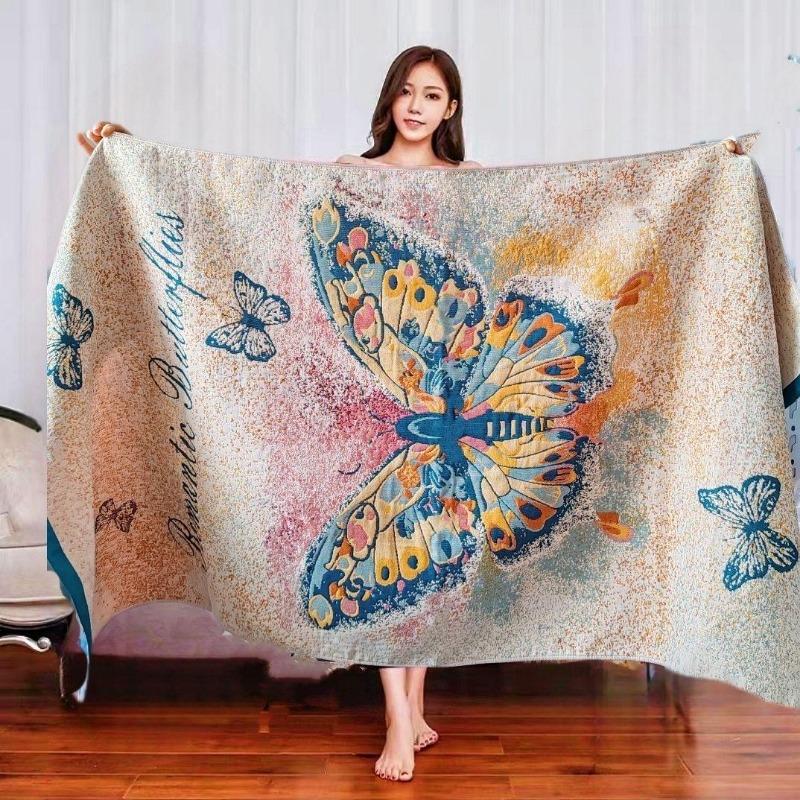 Badetuch Saugfähig Schnell Baumwollgarn Strandtuch, Jacquard Badetuch Weich Großes Tuch 80x160cm, Verschiedene Stile Blumendesign, 1 Stück von Joom DACH